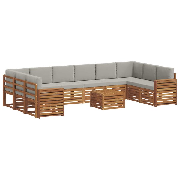vidaXL Ensemble de canapés d'extérieur 11 Pièces Gris Naturel et Clair