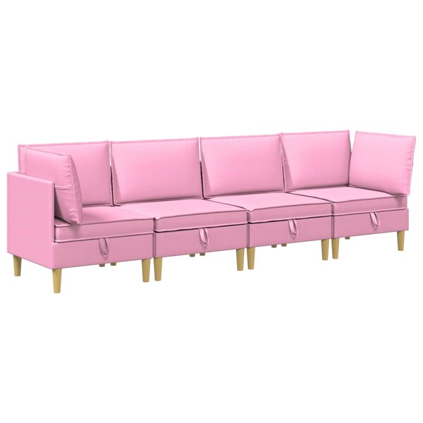 vidaXL Canapé modulaire avec rangement 4 Pièces Rose Tissu