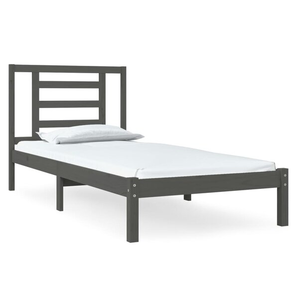 vidaXL Cadre de lit Gris Bois de pin massif 100x200 cm