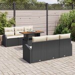 vidaXL Ensemble de canapé de jardin 7 Pièces Noir Poly rotin