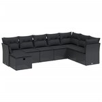 vidaXL Salon de jardin 8 Pièces avec coussins noir résine tressée