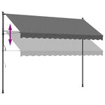 vidaXL Auvent rétractable anthracite 350x150 m tissu et acier