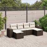 vidaXL Salon de jardin avec coussins 6 Pièces marron résine tressée