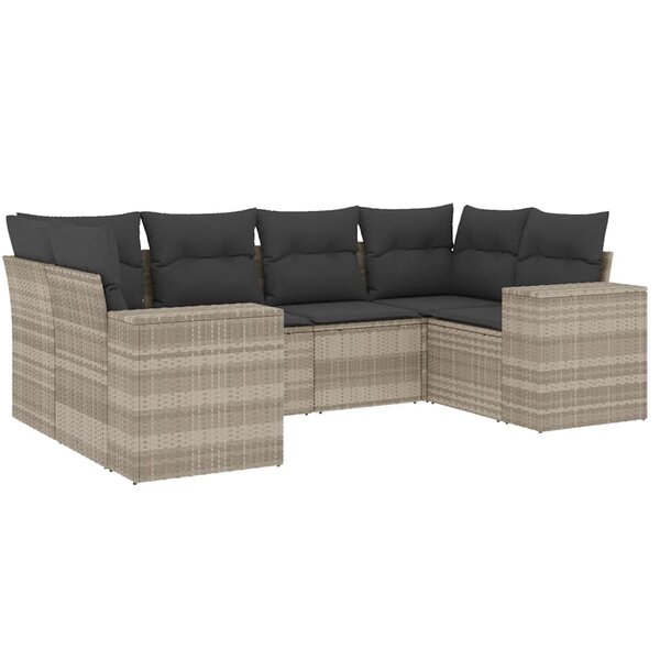 vidaXL Salon de jardin 6 Pièces avec coussins gris clair résine tressée