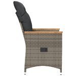 vidaXL Chaise inclinable de jardin avec coussins gris résine tressée