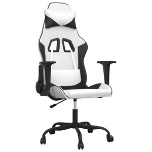 vidaXL Chaise de jeu Blanc et noir Similicuir
