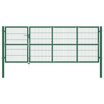 vidaXL Portail de clôture de jardin avec poteaux 350x120 cm Acier Vert