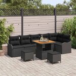 vidaXL Ensemble de canapé de jardin 9 Pièces Noir polyrotin