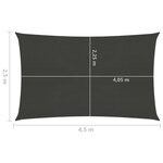 vidaXL Voile d'ombrage 160 g/m² Anthracite 2 5x4 5 m PEHD