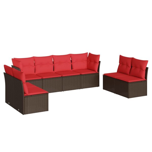 vidaXL Salon de jardin 8 Pièces avec coussins marron résine tressée