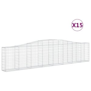 vidaXL Paniers à gabions arqués 15 Pièces 400x30x80/100 cm Fer galvanisé