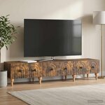 vidaXL Meuble TV Chêne fumé 147 x 34 5 x 30 cm Bois d'ingénierie