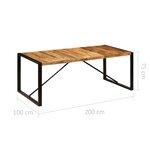 vidaXL Table de salle à manger 200x100x75 cm Bois de manguier solide