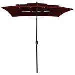 vidaXL Parasol à 3 niveaux avec mât en aluminium Bordeaux 2x2 m