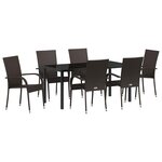 vidaXL Ensemble de salle à manger pour jardin 7 Pièces Marron Poly rotin