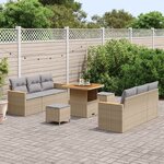 vidaXL Ensemble de canapé de jardin 9 Pièces Beige polyrotin