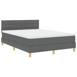 vidaXL Lit à ressort LED avec bandes LED Gris foncé 160 x 200 cm tissu