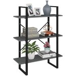 vidaXL Bibliothèque à 3 niveaux Gris 80x30x105 cm Bois de pin massif
