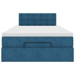 vidaXL Lit ottoman avec matelas et LED bleu foncé 90x200cm velours