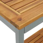 vidaXL Table d'extérieur grise et naturelle  35 x 80 x 75 cm  en bois massif et acier.