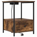 vidaXL Table de nuit avec station de chargement 2 Pièces Chêne fumé
