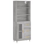 vidaXL Buffet haut Sonoma gris 69 5x34x180 cm Bois d'ingénierie