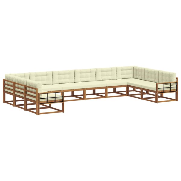 vidaXL Ensemble de canapés d'extérieur 10 pc Naturel et Crème