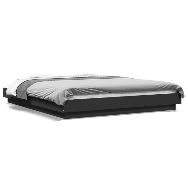 vidaXL Cadre de lit avec lumières LED sans matelas noir 150x200 cm