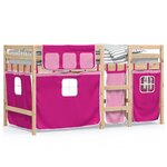 vidaXL Lit mezzanine enfants avec rideaux sans matelas rose 80x200cm