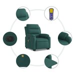 vidaXL Fauteuil inclinable de massage électrique Vert foncé Tissu