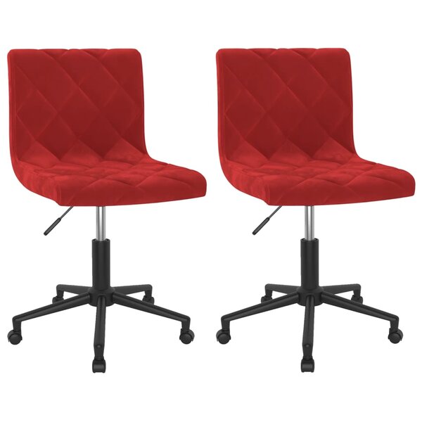 vidaXL Chaises pivotantes salle à manger 2 Pièces Rouge bordeaux Velours