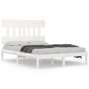 vidaXL Cadre de lit sans matelas blanc 160x200 cm bois massif