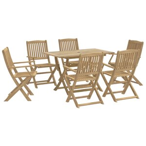 vidaXL Ensemble à manger de jardin 7 Pièces Bois d'acacia solide