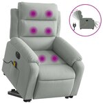 vidaXL Fauteuil inclinable de massage électrique gris clair velours