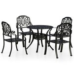 vidaXL Ensemble de bistro 5 Pièces Aluminium coulé Noir