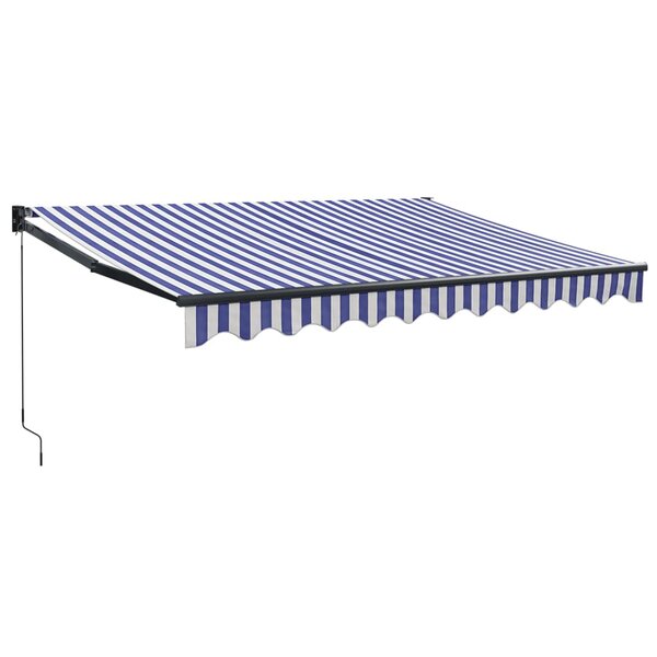 vidaXL Auvent rétractable bleu et blanc 3x2 5 m tissu et aluminium