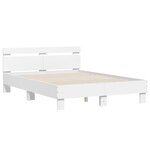 vidaXL Cadre de lit avec tête de lit et LED blanc 135x190 cm