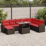 vidaXL Salon de jardin avec coussins 9 Pièces noir résine tressée acacia
