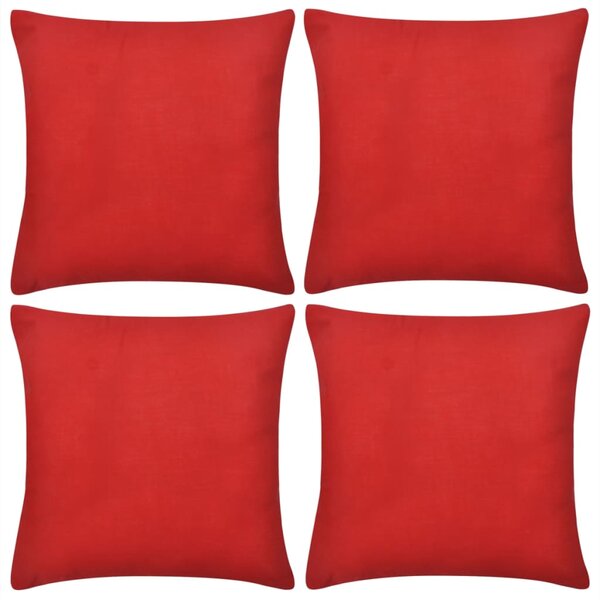 vidaXL Housses de coussin 4 Pièces Coton Rouge 80x80 cm