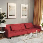 Vidaxl canapé-lit à 2 places et deux oreillers rouge bordeaux velours
