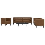 vidaXL Ensemble de canapé Chesterfield et traversins 3 Pièces marron