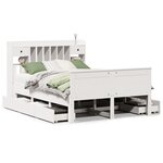 vidaXL Lit bibliothèque sans matelas blanc 140x190 cm bois pin massif