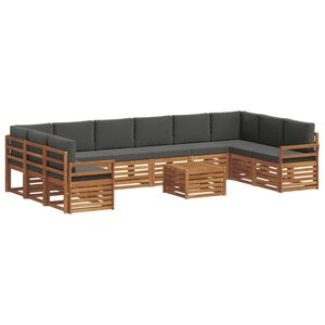 vidaXL Ensemble de canapés d'extérieur 11 pc Naturel et Anthracite