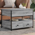 vidaXL Table basse sonoma gris 70x50x50 cm bois d'ingénierie et métal