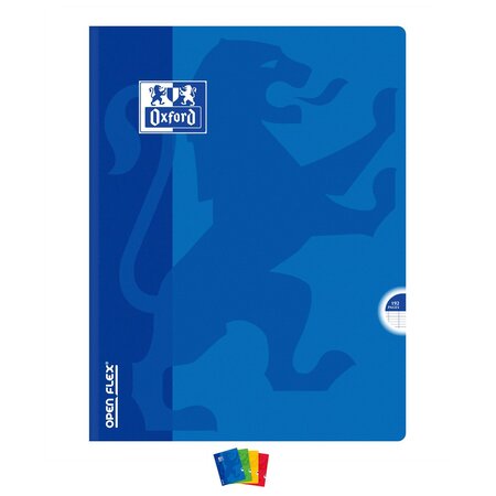 Cahier OPENFLEX broché 24x32cm 192 pages grands carreaux 90g coloris aléatoire x 5 OXFORD