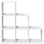 vidaXL Bibliothèque séparateur de pièce à 3 niveaux Blanc 99 x 29 x 99 cm Bois d'ingénierie