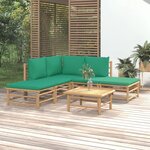 vidaXL Salon de jardin 6 Pièces avec coussins vert bambou