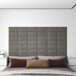 vidaXL Panneaux muraux 12 Pièces Gris clair 30x15 cm Velours 0 54 m²