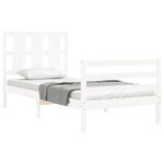 vidaXL Cadre de lit avec tête de lit blanc petit simple bois massif