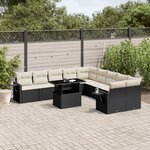 vidaXL Salon de jardin 11 Pièces avec coussins noir résine tressée